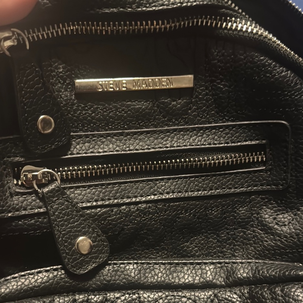 Steve Madden Black Textured Handbag